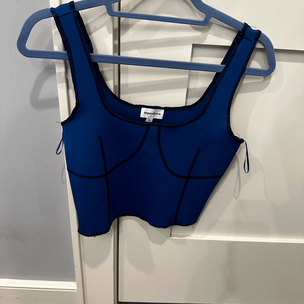 Superdown blue crop top